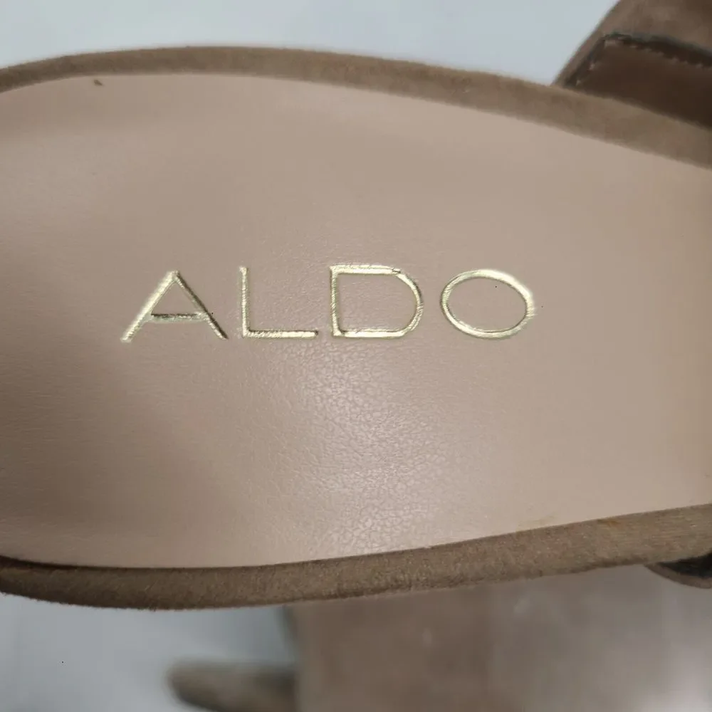 Aldo Light Beige Suede‎ Sandal Block Heel Woman's US Size 9